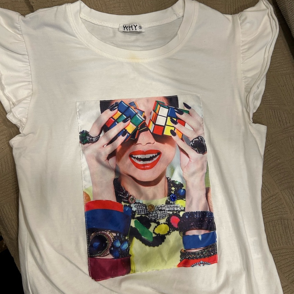 Graphic Print White Top
